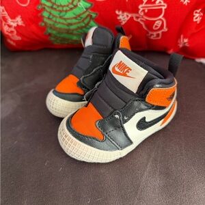 Nike Jordans Kids Black and Orange High-Top Sneakers